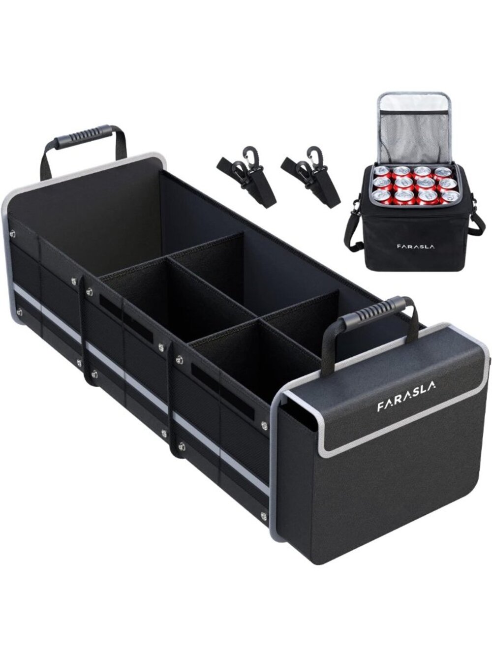 Waterproof Trunk Organizer with Insulated Cooler Bag, Foldable & Adjustable